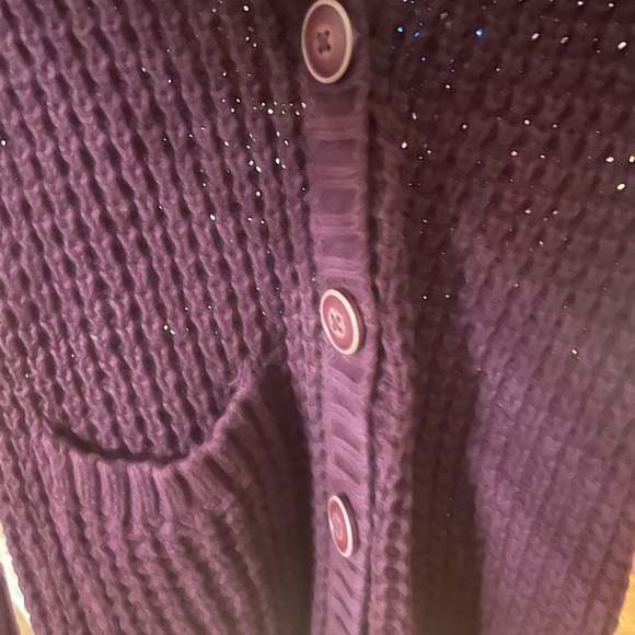 American Eagle Wine Waffle Knit Long Cardigan Small Button-Up Y2K Grannycore - Picture 6 of 6